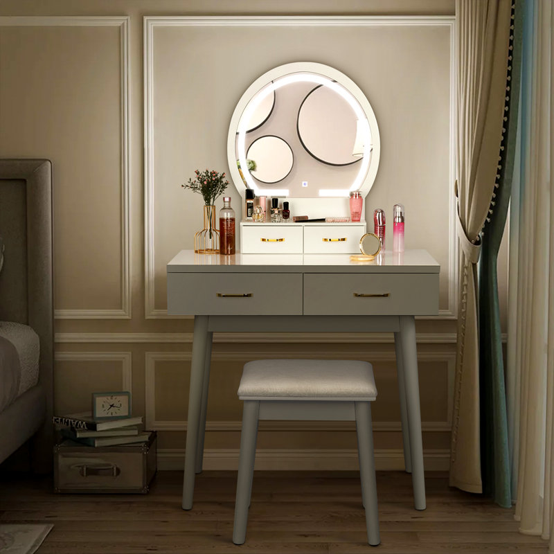 Corrigan Studio® Ami Vanity Set with Stool and Mirror & Reviews Wayfair